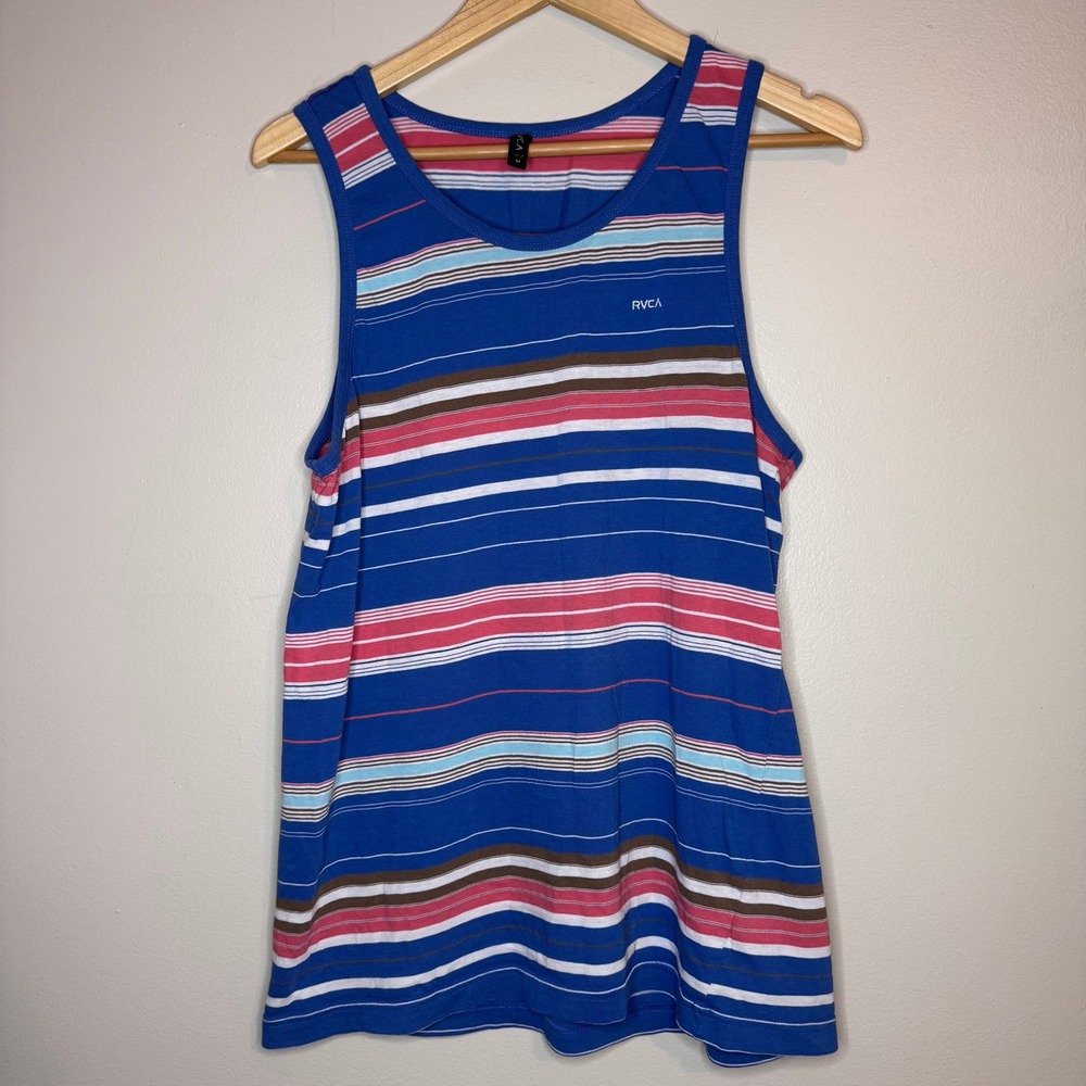 RVCA Blue‎ Red Striped Tank Top Men's M